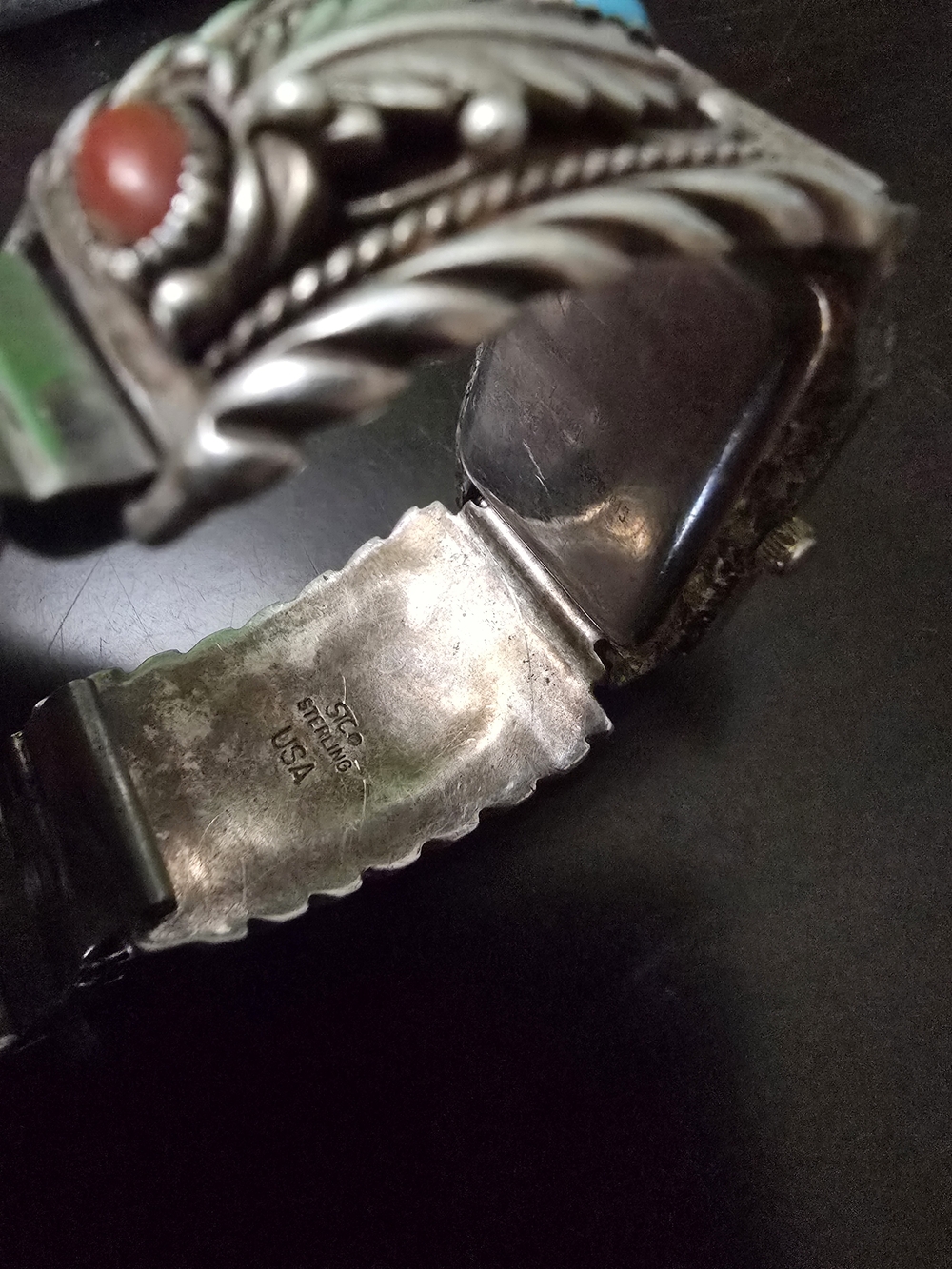 Sterling Silver Southwestern Multi-Stone Cuff Watch. Not In Working Condition.